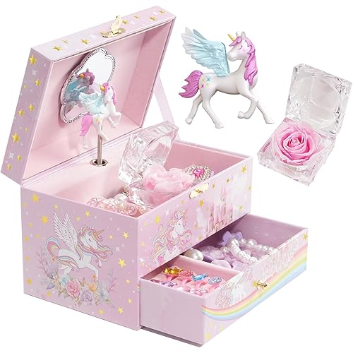 ProCase Musical Unicorn Jewelry Box for Girls, Kids Jewellery Organizer with Unicorn for Little Girls, Jewelry Case for Child