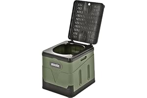 スツーレ® 簡易トイレ 防災からアウトドアまで ポータブルトイレ 携帯トイレ 耐荷重100㎏ 排便袋付き Mサイズ (a.ブラック&グリーン/Mサイズ/排便袋付き)