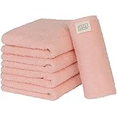 【Amazon.co.jp限定】タオル研究所 [軽さの理由] #006 フェイスタオル ピンク 薄紅色 5枚セット 薄手 速乾 高速吸水 耐久性 綿100% 【選べる12色】 Japan Technology