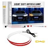 シーケンシャル流れる LEDテーププライト 車用 12V ウインカー ディライト 極薄 2色切替 防水 車種問わず装着可能 側面発光 高輝度 シリコン 柔らかい 60CM 2本セット ホワイト/アンバー切替