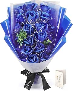 Amazon Fauhal 純潔な色 海のような青いバラ ソープフラワー フラワー 花 造花 花束プレゼント 薔薇 青い花束 枯れない花 石鹸花 母の日のギフト人気商品 お花 ギフト 誕生日プレゼント女性 人気 昇進 転居 還暦 元旦 送別会 お見舞い 結婚や