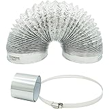 A'sTool 換気用ダクトホース 排気 送風機用 蛇腹ダクト 取付金具 ステンレス製 ホースバンド アルミテープ 付 1.5メートル