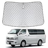トヨタ ハイエース 200系 専用サンシェード 車 フロント 2004.8～現行 TOYOTA HIACE H200 フロントガラス用 UVカット 日よけ 車中泊 遮光 断熱 折り畳み式 カーテン ハイエース サンシェード アクセサリー ハイエース 200系 パーツ内装(シルバー, ハイエース 200系 厚い6層)