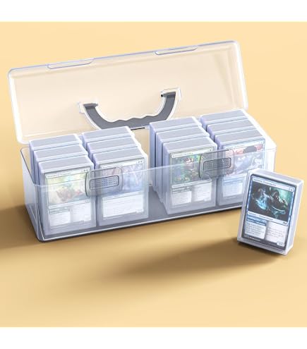 IOKUKI Karten-Aufbewahrungsbox Mit Griff – Für 200 Toploader Oder 750 Normale Karten, Robust, Transparent, Für TCG/MTG/Sammelkarten