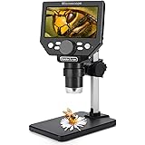 Koolertron デジタル USB 顕微鏡 4.3インチLCDマイクロスコープ 8MP 1-1000X倍率 ハンドヘルドカメラ ビデオレコーダー 充電式 8 個LEDライト回路基板修理 はんだ付けPCBコイン用バッテリー 研究用 標本観察/宝石鑑