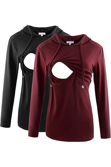 Nursing Top Maternity s Comfy Soft Breastfeeding Double Layer