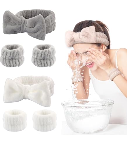 Amazon.co.jp: 6点セットヘアバンド 洗顔、吸水リストバンド、洗顔