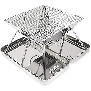 Moon Lence バーベキューコンロ 焚き火台 収納ケース付き 折りたたみ ステンレス製 2-4人用 アウトドア キ…