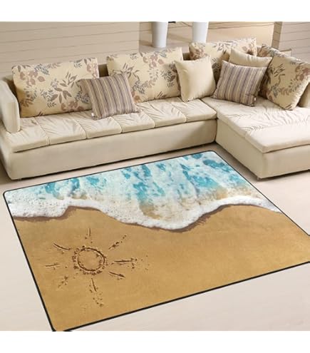 ラグマット カーペット beach 約121cm × 約180cm Ⓣ Amazon｜SUKAU ラグマット おしゃれ 100×150 海 ハワイ 砂浜