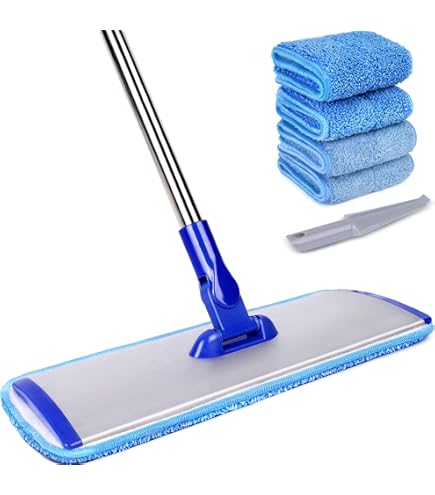 CLEANHOME Microfibre Floor Mop,Dry And Wet Cleaning, 3 PCS Pads, 45.2-55.1in Mops For Cleaning Wood Floor/Kitchen/Bathroom/Flat Mop - View #2