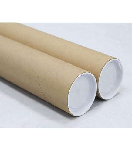 5 Tubes Postaux En Carton Robuste - Diamètre 25 Mm, Longueur 100 Mm, Avec Bouchons Plastique