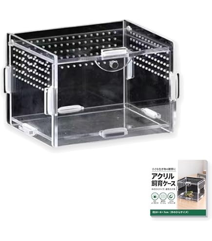 Amazon | 10×8×7cm 爬虫類 ケージ 両生類飼育ケース 昆虫ケージ 通気性