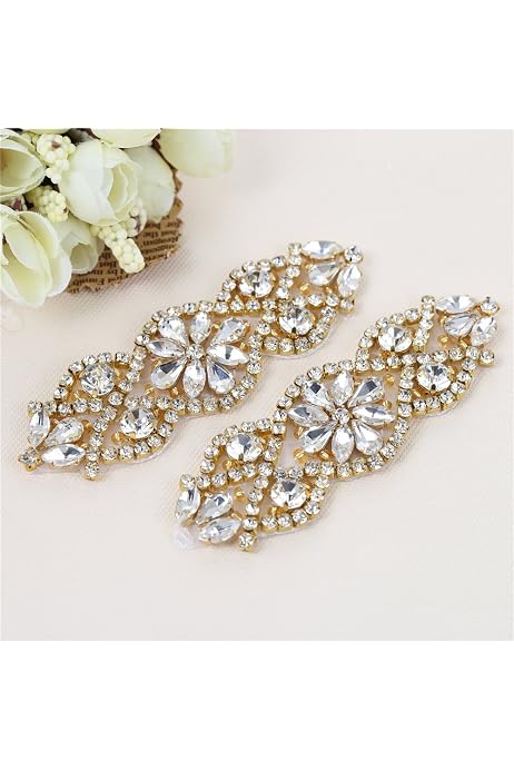 Wedding Sash Belt Applique, Crystal 
