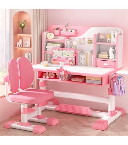 ピンク色が入ってる勉強机 Amazon.co.jp: 勉強机 デスクセット 2025年モデル 学習机セット[ピンク