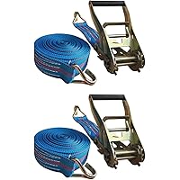 ラッシングベルト ラチェット式荷締めベルト ベルト荷締機 ラチェット式タ 長8m 幅5cm 耐荷重3000kg ガッチャ・簡単・荷締め作業・荷物の固定・荷崩れ防止・トラック輸送・引越し(2本）