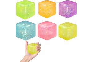 Needoh Nice Cube, Pack of 6 Sensory Stress Balls, Anti-Stress Toy for Children and Adults, Wrist and Finger Exercises, 3.2 cm Nice Cube for Travel and Concentration