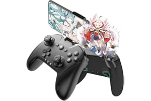 ワイヤレス コントローラー Switch/PC/IOS/Android全対応【方向ボタンレイアウト可能/背面ボタン/スマホホルダー付き】プロコン ゲームパッド 自動連射 Bluetooth/2.4GHz/有線接続 6軸ジャイロセンサー マクロ機能 M