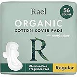 Rael Organic Cotton Menstrual Pads - Regular, Ultra Thin Natural Sanitary Napkins With Wings (56 Count)