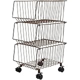 高儀 スタッキング式3段マルチ収納バスケット ブラウン