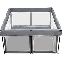 Amazon.co.jp: RiZKiZ 折り畳み ソフトベビーサークル 【グレー