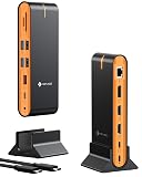 NOVOO USB-C ドッキングステーション 15-in-1 縦置き・横置き両用 USB-Cハブ 4K HDMI/DP/PD100W/USB3.2/SDカード/有線LANポート搭載 ノートパソコン拡張用 MacBook/Windows対応