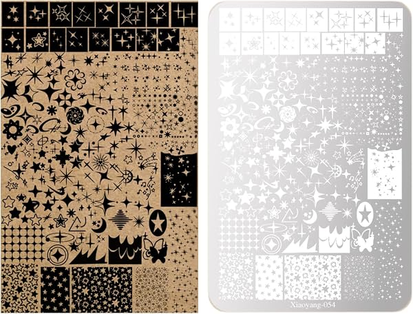 EZ PEACH Nail Stamp Plate Set Practical Nail Art Template Stamp Nail Stencil Stainless Steel Steel Plate Nail Art Tools DIY Home or Salon Nail Stamping Plate Flower Nail Art Holiday Nail Stamp Plate - 1