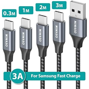 【4本セット 3m+2m+1m+0.3m】Nimaso USB TYPE C/タイプcケーブル 【 QC3.0 3A急速充電】 USB-A to USB-C ケーブル Switch、Macbook、iPad Pro(2018/2020)、Google、samsung、Sony、Huaweiなどtype c機器対応