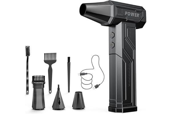 【日本正規品】エアダスター 電動ブロワー ブロアー 洗車 300000RPM 超強力 10000mAh 120m/sな風速 4段階風量調整 USB-C充電式 LEDライト PC掃除/空気入れ コードレス 収納袋付き 日本語取扱説明書