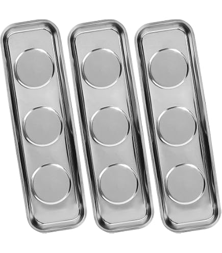 8-Piece Rectangle Magnetic Tool Trays – Stainless Steel, Strong Magnets, Holds Screws, Sockets & Bolts, For Mechanic Or Automotive Use