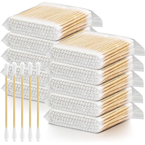 Cotton Swab, 1000 Pcs Round Tips Cotton Swabs, Bamboo Cotton Swabs for Makeup, Ear Wax Removal, Pet, Electronics Cleaning (Wh