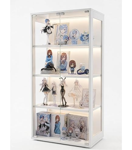 Amazon | 全面ガラスディスプレイキャビネット 4段 フィギュアケース