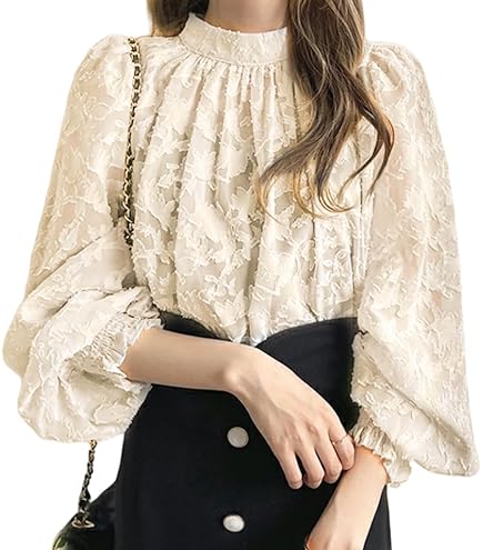 Amazon.co.jp: タグ付き bluelea ブルレア ジャガード ブラウス