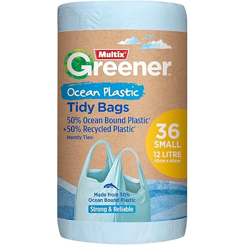 Multix Ocean Plastic Greener Tidy Bags, 12 Litre Capacity, Small (Pack of 36)