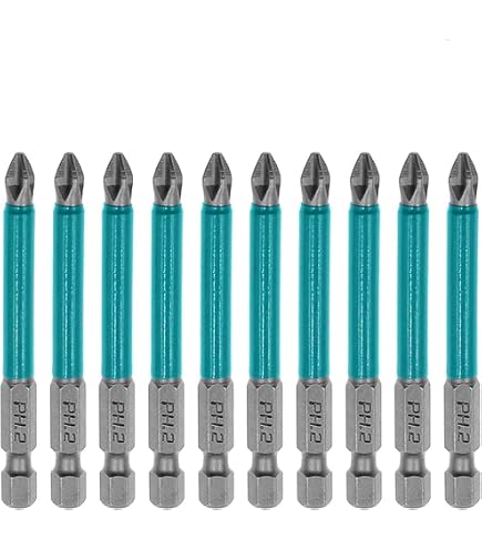 Yuentoen 10-Pack Magnetic PH2 Screwdriver Bits – 70mm Length, 1/4" Hex Shank, S2 Steel, Anti-Slip For Impact Drivers