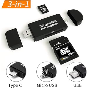 【Type-C/Micro usb/USB 3in1】メモリカードリーダー SDメモリーカードリーダー USBマルチカー…