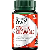 Nature's Own Zinc + Vitamin C Chewable Tablets 60 - Reduces Severity & Duration of Common Cold Symptoms - Supports Healthy Im