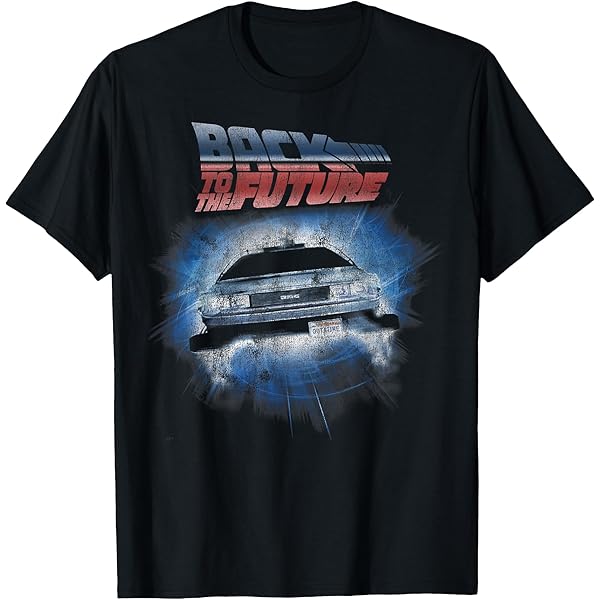 BACK TO THE FUTURE デロリアンシャツ　レーヨン　オフィシャル Amazon | Back To The Future ネオンフェードデロリアン Tシャツ