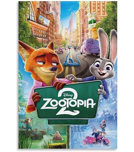 Amazon.co.jp: 映画ポスター ズートピア -2 ポスター アートキャンバス