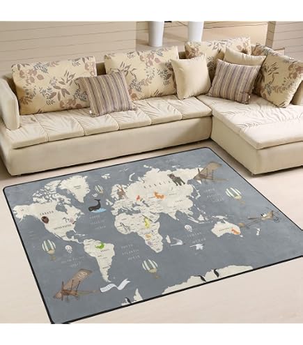 世界のラグとカーペット Amazon｜SUKAU ラグマット おしゃれ カーペット 145×200 世界地図