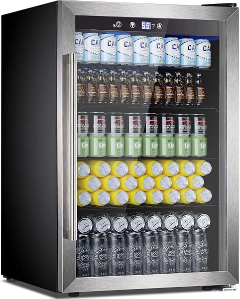 COWSAR ワインセラー 小型 家庭用ミニ冷蔵庫 縦置き タッチパネル LED表示 温度調節機能付き ドリンク冷蔵庫 128 リットル - 1