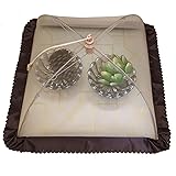 DEWEL 食卓カバー フードカバー 折り畳み式 洗える キッチンパラソル 蝿帳 正方形 虫よけ ホコリよけ おしゃれ キッチン用品 41.5ｘ41.5cm （ブラウン）