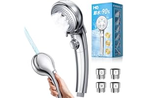 【Amazon.co.jp限定】 シャワーヘッド マイクロナノバブル 2025革新モデル・節水90% シャワーヘッド 節水 手元止水6段階モード・4種アダプター付き 高水圧・超微細泡・肌ケア・美髪保湿 毛穴汚れ除去 水漏れ防止浴室用 Shower Head 取付簡単日本語説明書付き (シルバー)