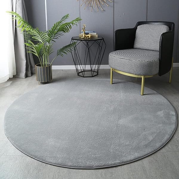Circular Rug, Diameter 31.5", Mat, Solid Color, Washable, Soft, Memory Foam, Foldable, Compatible with Heated Carpets, Mite Resistant, Textured, Wear Resistant, Living Room, Play Mat, All Seasons - 1