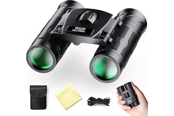 双眼鏡 ライブ用 オペラグラス 望遠鏡 防振 15倍高倍率 軽量コンパクトIPX7防水 BAK4プリズム FMCマルチコートコンサート/野鳥観察/スポーツ観戦/観劇用/ハイキングトラップ収納バッグ付き子供プレゼント (ブラック)