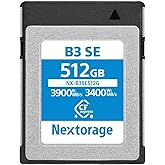 Nextorage 日本メーカー CFexpress 4.0 Type B 512GB メモリ 静止画 8K 60fps 動画 B3SE | 最大読み取り速度3900MB/秒、最大書き込み速度3,400MB/s、高速連続撮影、8K、富士フイルム、パナ
