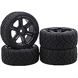 Mxfans 4個入れ 6スポーク ホイールリム＆Xシェイプパターン ゴム タイヤ モデル車のパーッ RC 1:10オンロードレーシングカーのため