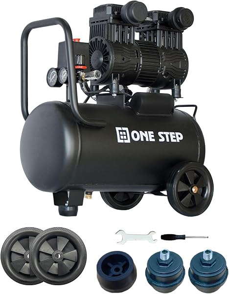 【静音、オイルレス、次世代コンプレッサー。】 ONE STEP 30L エアコンプレッサー コンプレッサー 静か 大容量 100v (30L ブラック) - 1