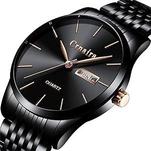 腕時計、メンズ腕時計 シンプル ビジネス クラシック ファッション 超薄型 ブラック ステンレスストラップ 防水アナログ…