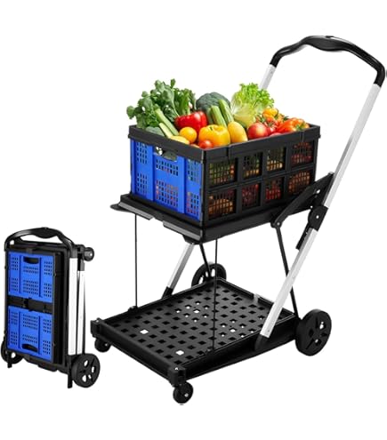 Kinzo Folding, 25 Kg, Weight, Foldable, Cleaning Trolley, Mobile Box, Space-Saving Transport, Ideal For Camping, Shopping, Holidays, 38 X 36 X 33 Cm, Black, 100 Cm