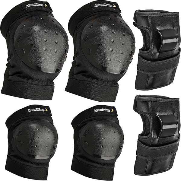 【国内衝撃試験クリア】プロテクター キッズ 子供 大人用 手首/肘/膝 6点セット 自転車 スケボー バイク MoonWalk (S, 子供用) - 1